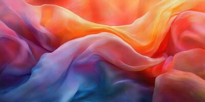 Colorful fabric waves showcase vibrant hues in artistic display photo