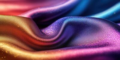 Colorful silk fabric waves create a mesmerizing texture display photo