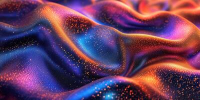 Colorful fabric waves create shimmering patterns under soft light photo