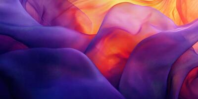 Colorful fabric waves create a captivating visual texture in sunset hues photo