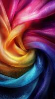 Colorful silk fabric swirling in vibrant patterns and hues photo