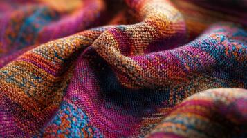 Intricate textile pattern showcasing vibrant colors and textures photo