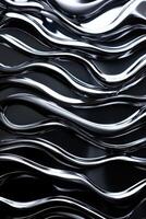 Textured metal waves create a striking visual pattern on a dark background photo