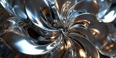 Metallic swirl with intricate patterns and dynamic reflections in abstract art photo