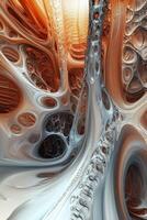Intricate abstract design featuring organic shapes and warm colors photo