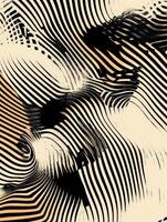 Complex abstract design featuring black and beige swirling lines photo