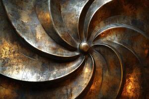 Metallic abstract wall art design featuring swirling patterns and textures photo