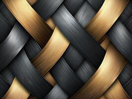 Intricate weave pattern showcasing black and gold textures photo