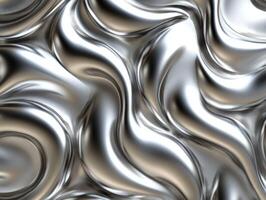 Shimmering silver fluid texture creating dynamic wave patterns photo