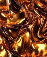 Shimmering golden waves create an abstract visual in fluid form photo