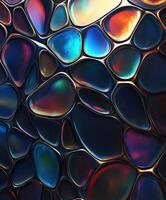 Colorful abstract shapes create a vibrant and fluid composition in darkness photo