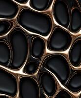 Fluid black and gold abstract design with organic shapes and glossy surfaces photo