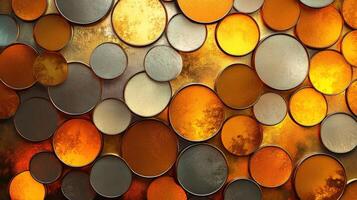 Colorful circular patterns create modern wall art with various tones of orange photo