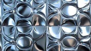 Shiny metallic surface with rounded reflections in geometric pattern photo