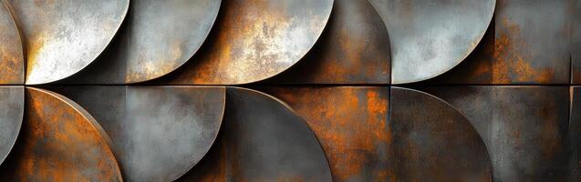 Decorative metal wall art featuring geometric patterns and metallic finishes photo