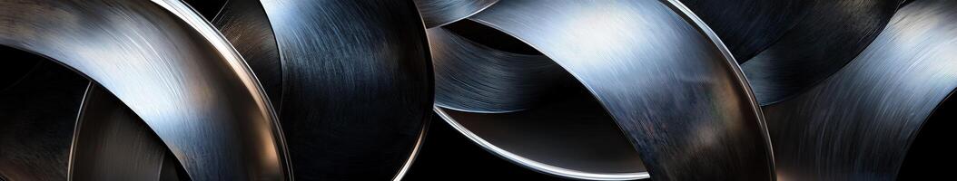 Intricate arrangement of metallic rings showcasing unique reflections photo