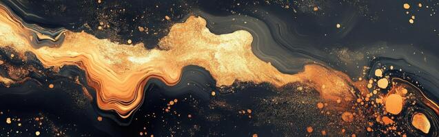 Golden abstract design with swirls and textures on a dark background photo