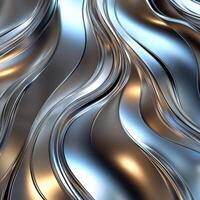 Fluid metallic waves create a mesmerizing abstract art design photo