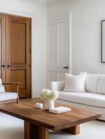 Stylish living room showcasing modern design and neutral tones photo
