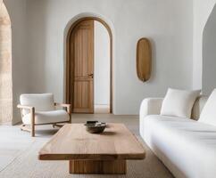 Modern interior design with wooden elements in a cozy living space photo
