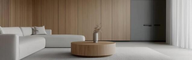 Modern living room with minimalist design and natural light photo