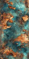 Textured surface with blue and copper tones in an artistic pattern photo