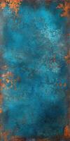 Texture of weathered blue and orange surface with abstract patterns photo