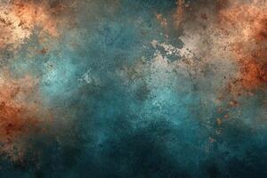 Artistic textured background in blue and rust tones with abstract patterns photo