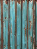 Vibrant turquoise wooden planks with rust and weathered charm photo