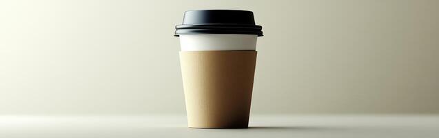 Coffee cup on a simple surface in a modern, bright setting photo