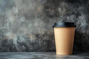 Coffee cup on textured background with dark tones photo