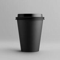 Stylish black coffee cup on a neutral background for modern design photo