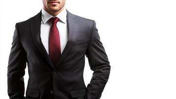 Confident Businessman in Suit Standing in Office Interior photo