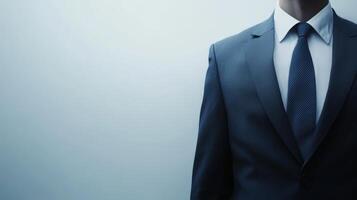 Confident Business Professional in Navy Blue Suit Posing for Corporate Portrait photo