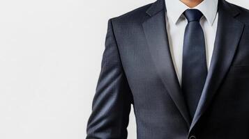 Confident Business Executive in Formal Suit Standing Tall in Office photo