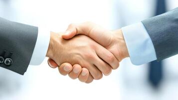 Confident Business Partners Sealing Deal with Handshake in Professional Setting photo