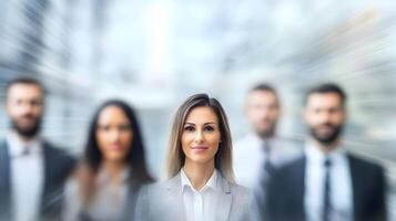 Group of diverse business professionals collaborating,communicating,and strategizing together in a modern corporate office environment. photo