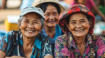 Joyful Smiles of Elderly Asian Women Reflect Warmth and Community photo