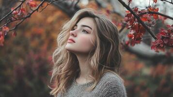 Captivating Autumn Beauty Framed by Nature's Brush photo