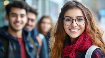Smiling Group of Students Enjoying Campus Life and Education Together photo