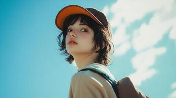 Captivating Urban Portrait of Pensive Young Woman Outdoors photo