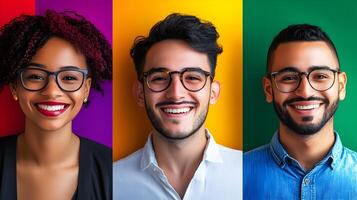 Diverse Group of Happy Business Professionals Smiling Together in a Corporate Office Setting,Showcasing and Success photo