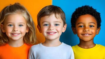 Diverse Group of Smiling Children in School Setting,Portraying Happiness,Friendship and Inclusive Education photo