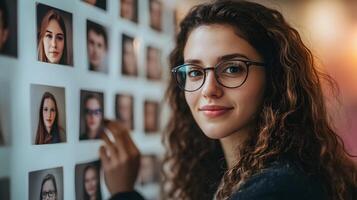 Confident Young Professional Woman Smiling at in HR Workspace photo