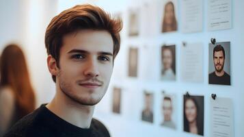 Recruiter Reviewing Candidate Profiles for Talent Selection in Corporate HR Setting photo