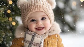 Joyful Baby in Winter Wonderland with Festive photo