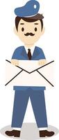 Postman Character with Uniform vector