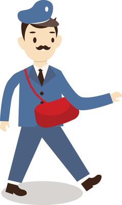 Postman Illustration Holding Red Bag