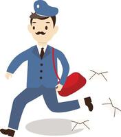 Postman Cartoon Character with Mail vector