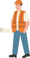 Man Builder Holding Map vector